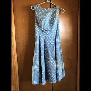 50s style lt blue polka dot dress